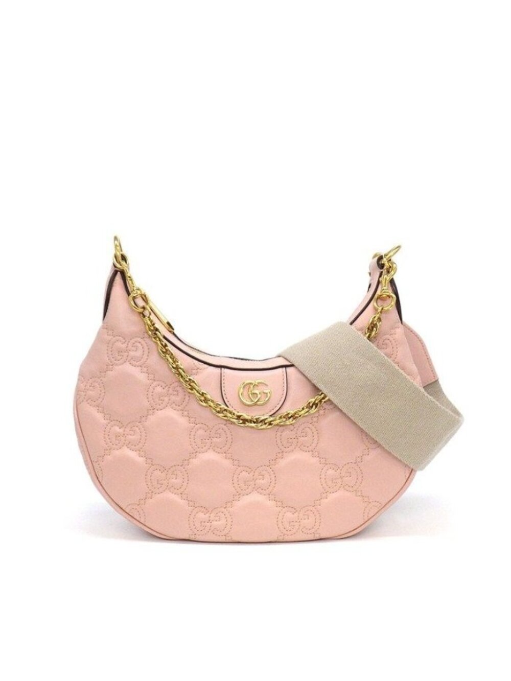 Gucci GG Matelasse Small Shoulder Bag Pink Leather Gold